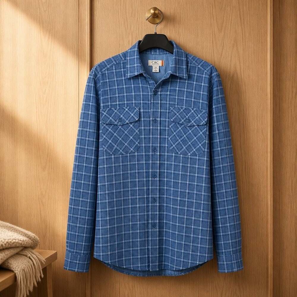 C&C California Men's Long Sleeve Plaid Flannel Button Down Shirt #1371